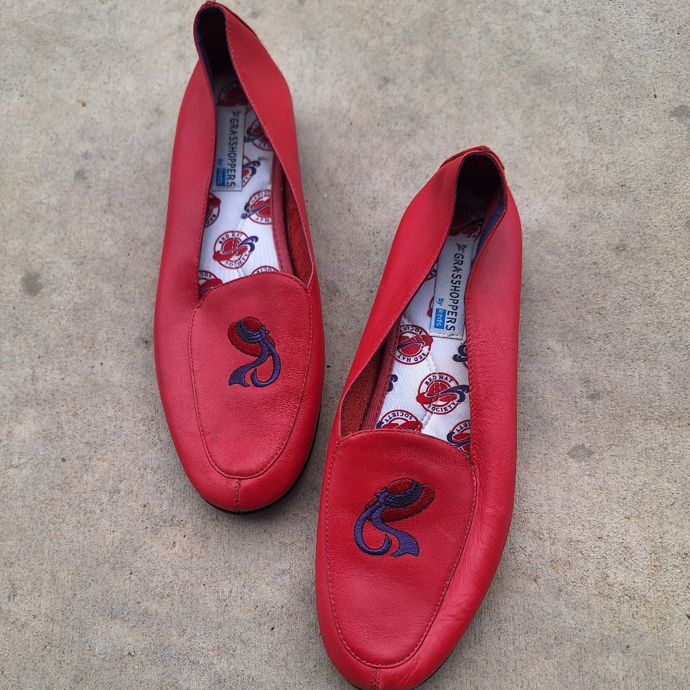 Red Hat Society Keds by Grasshoppers leather embroidered loafers 7